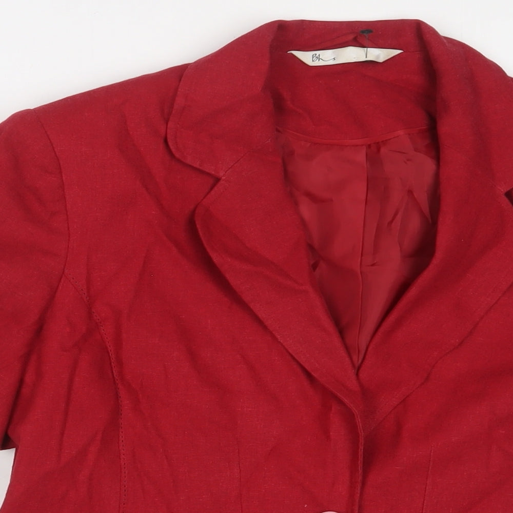 BHS Womens Red Jacket Blazer Size 12 Button