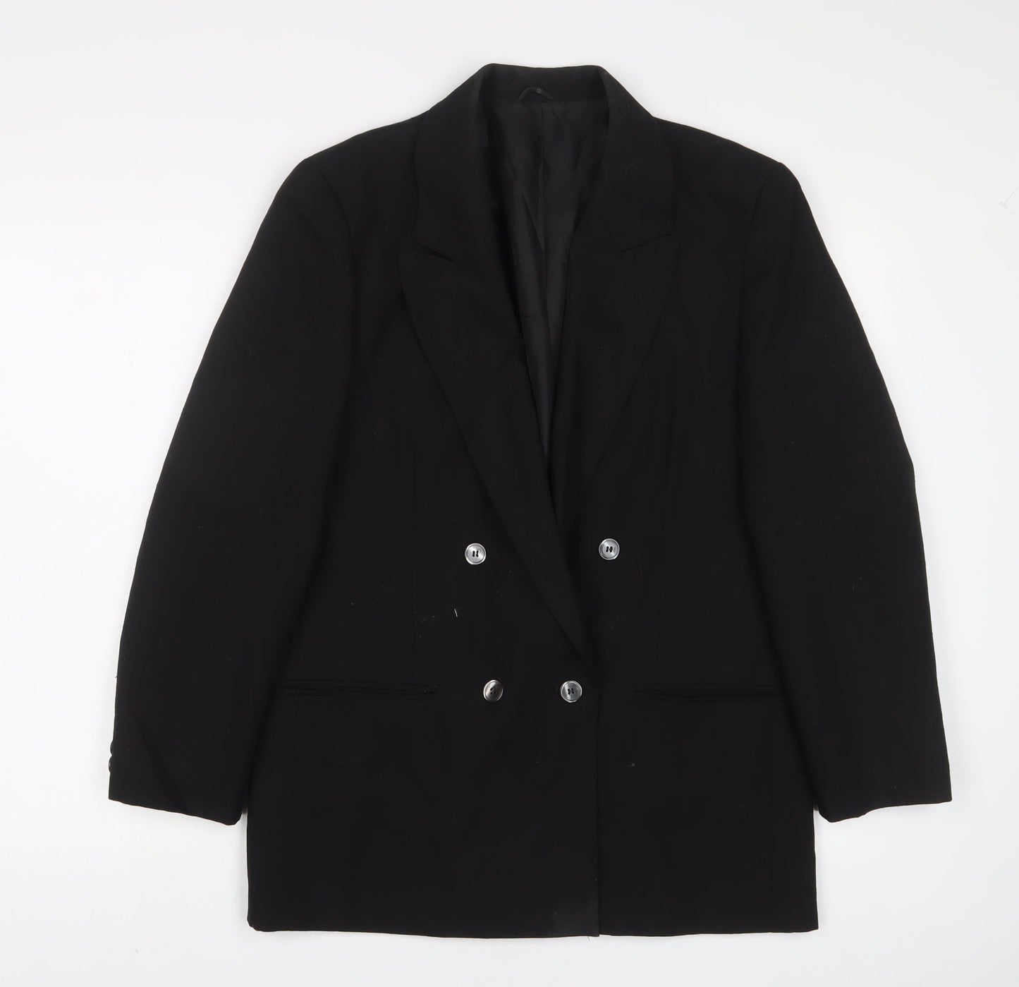 St Michael Womens Black Jacket Blazer Size 12 Button