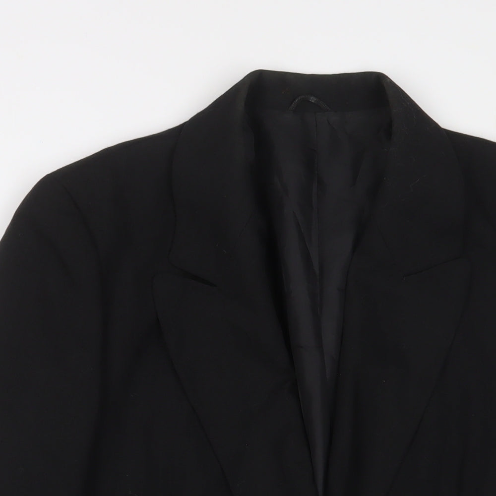 St Michael Womens Black Jacket Blazer Size 12 Button