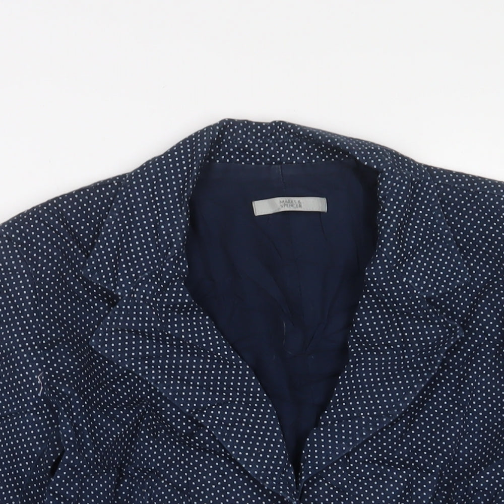 Marks and Spencer Womens Blue Polka Dot Jacket Blazer Size 12 Button