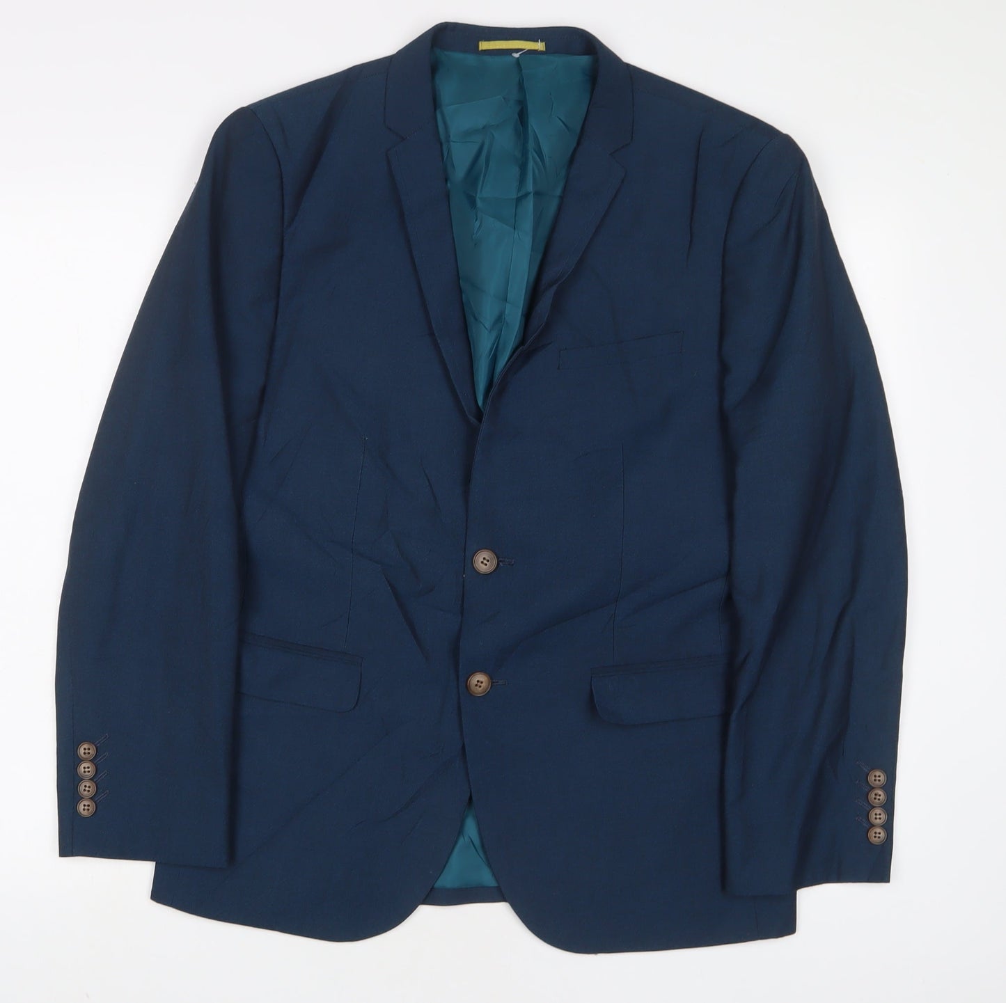 SixSixFive Mens Blue Polyester Jacket Suit Jacket Size 40 Regular