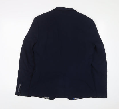 ONESIX5IVE Mens Blue Polyester Jacket Suit Jacket Size 40 Regular