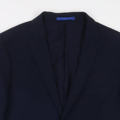 ONESIX5IVE Mens Blue Polyester Jacket Suit Jacket Size 40 Regular