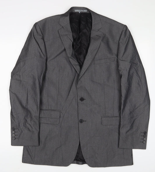 Limehaus Mens Grey Polyester Jacket Suit Jacket Size 40 Regular