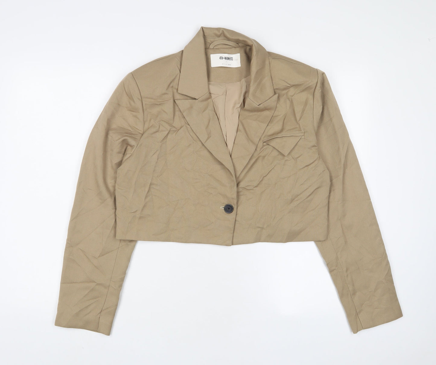4th Reckless Womens Beige Jacket Blazer Size 12 Button