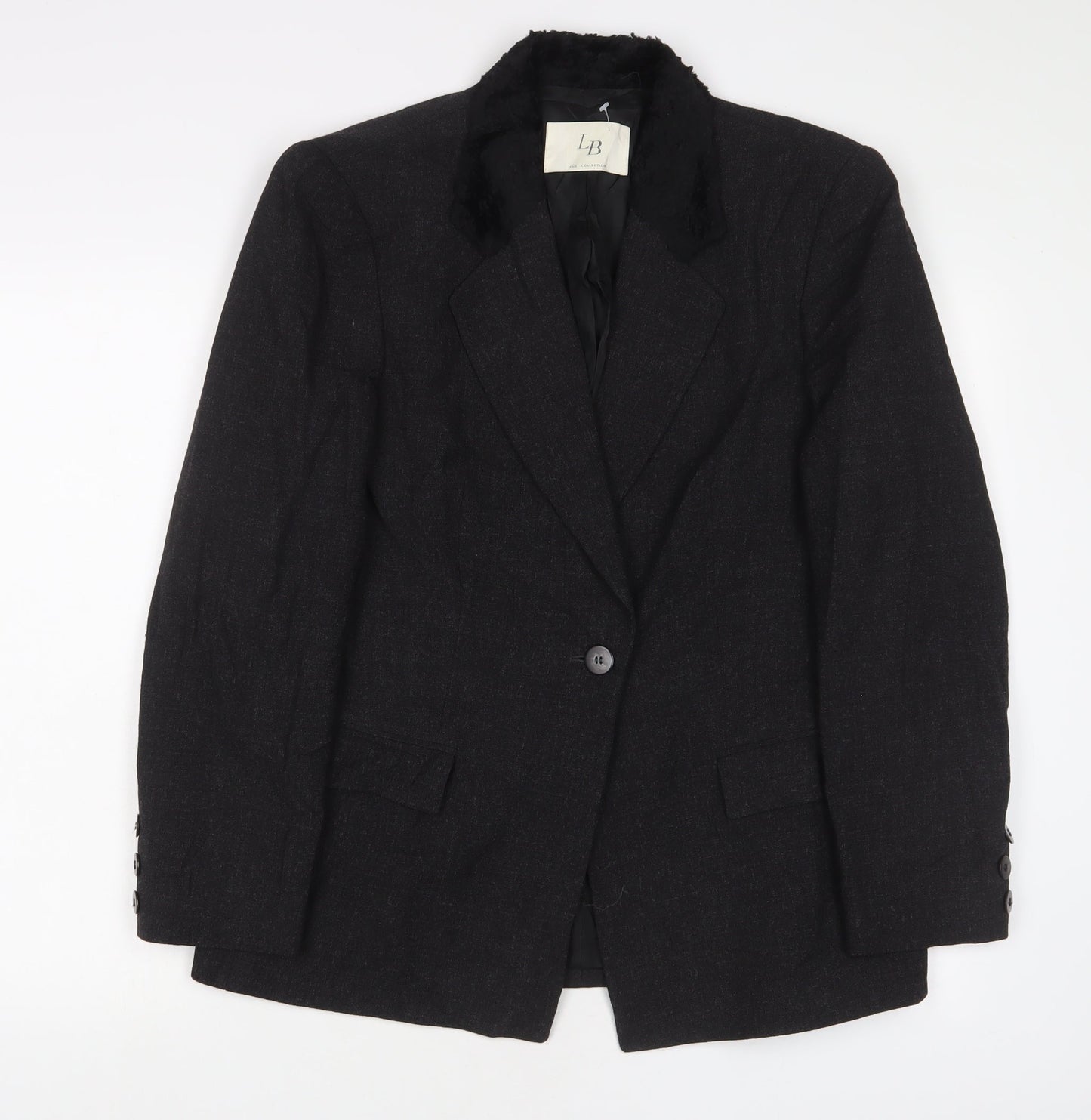 LB Collection Womens Black Jacket Blazer Size 8 Button