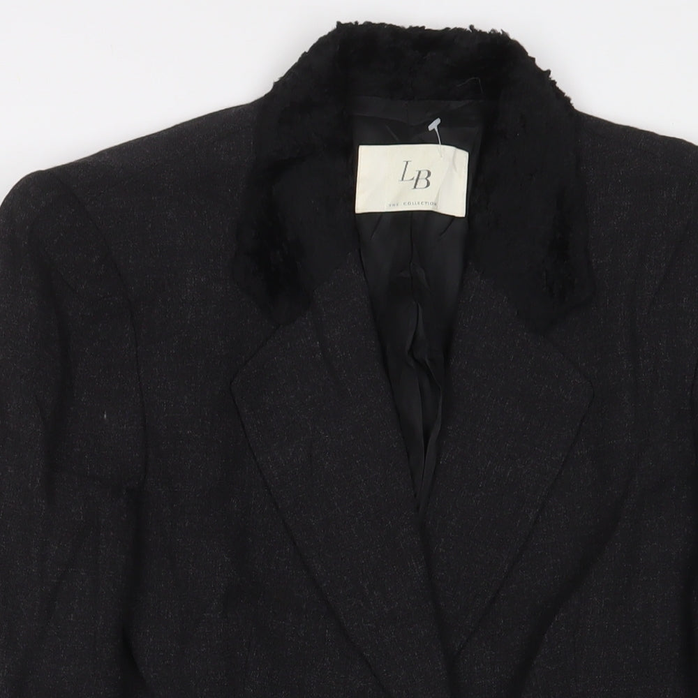 LB Collection Womens Black Jacket Blazer Size 8 Button