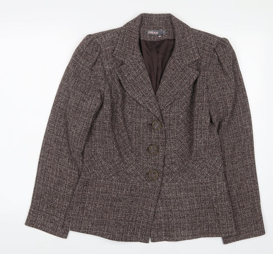 Cream Womens Brown Jacket Blazer Size 14 Button
