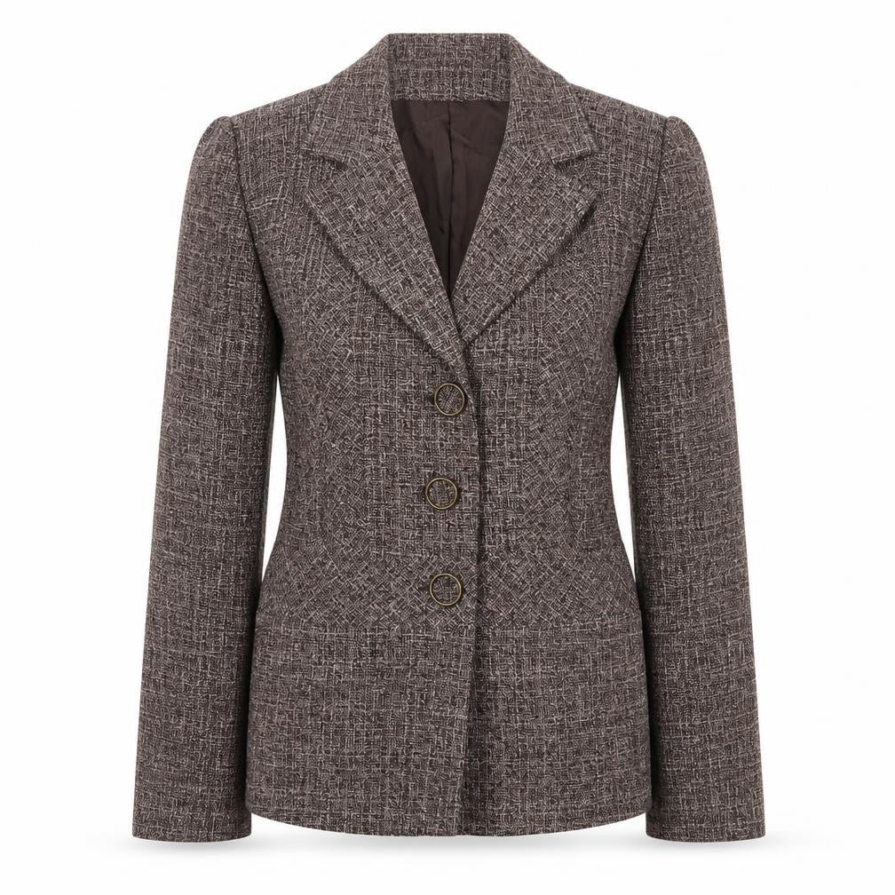 Cream Womens Brown Jacket Blazer Size 14 Button