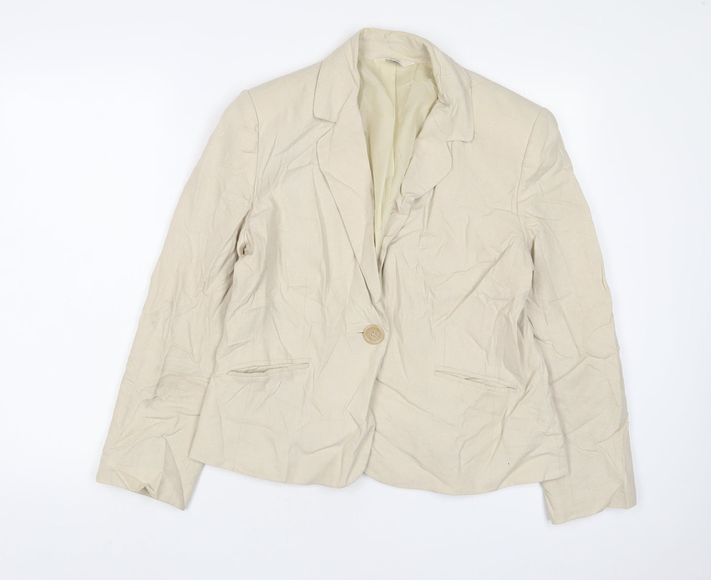 BHS Womens Beige Jacket Blazer Size 16 Button