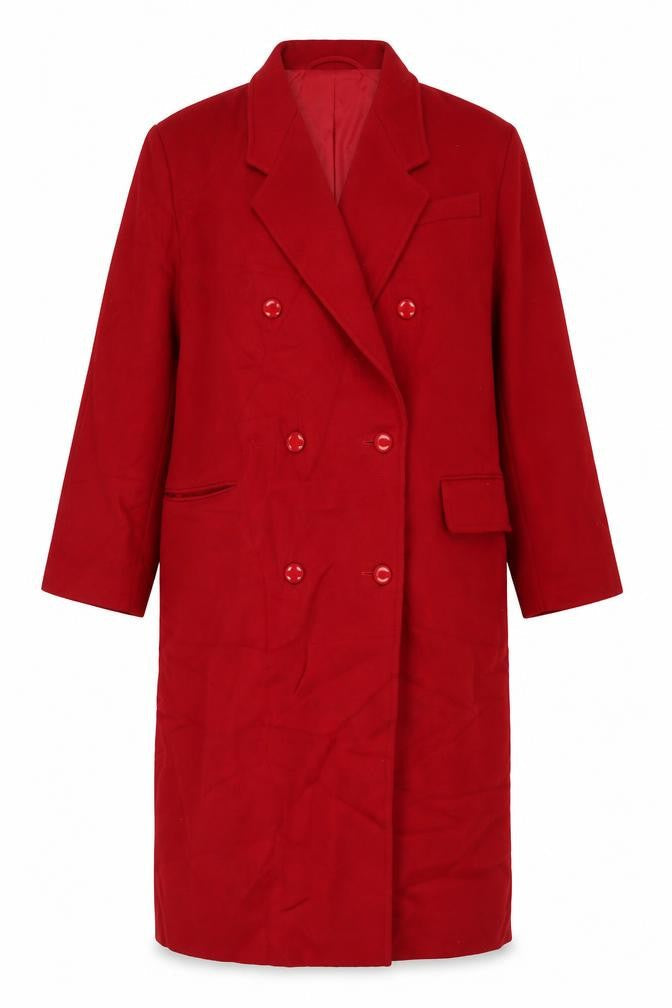 Firmato Womens Red Overcoat Coat Size 16 Button