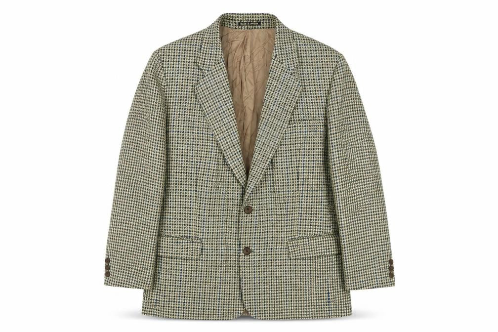 Brook Taverner Mens Green Houndstooth Wool Jacket Suit Jacket Size 40 Regular