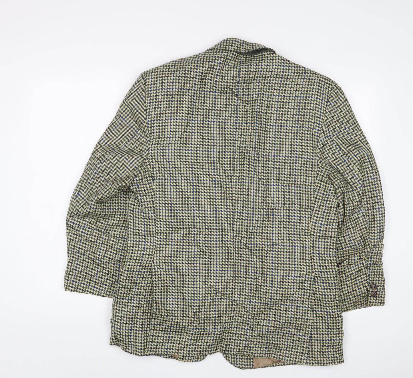 Brook Taverner Mens Green Houndstooth Wool Jacket Suit Jacket Size 40 Regular