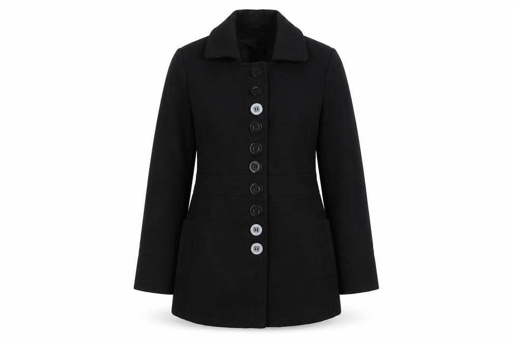 Ethel Austin Womens Black Jacket Coat Size 12 Button