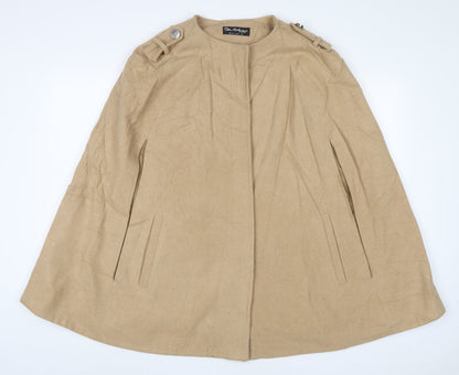Additional front view of Miss Selfridge women’s beige jacket poncho, size L, button