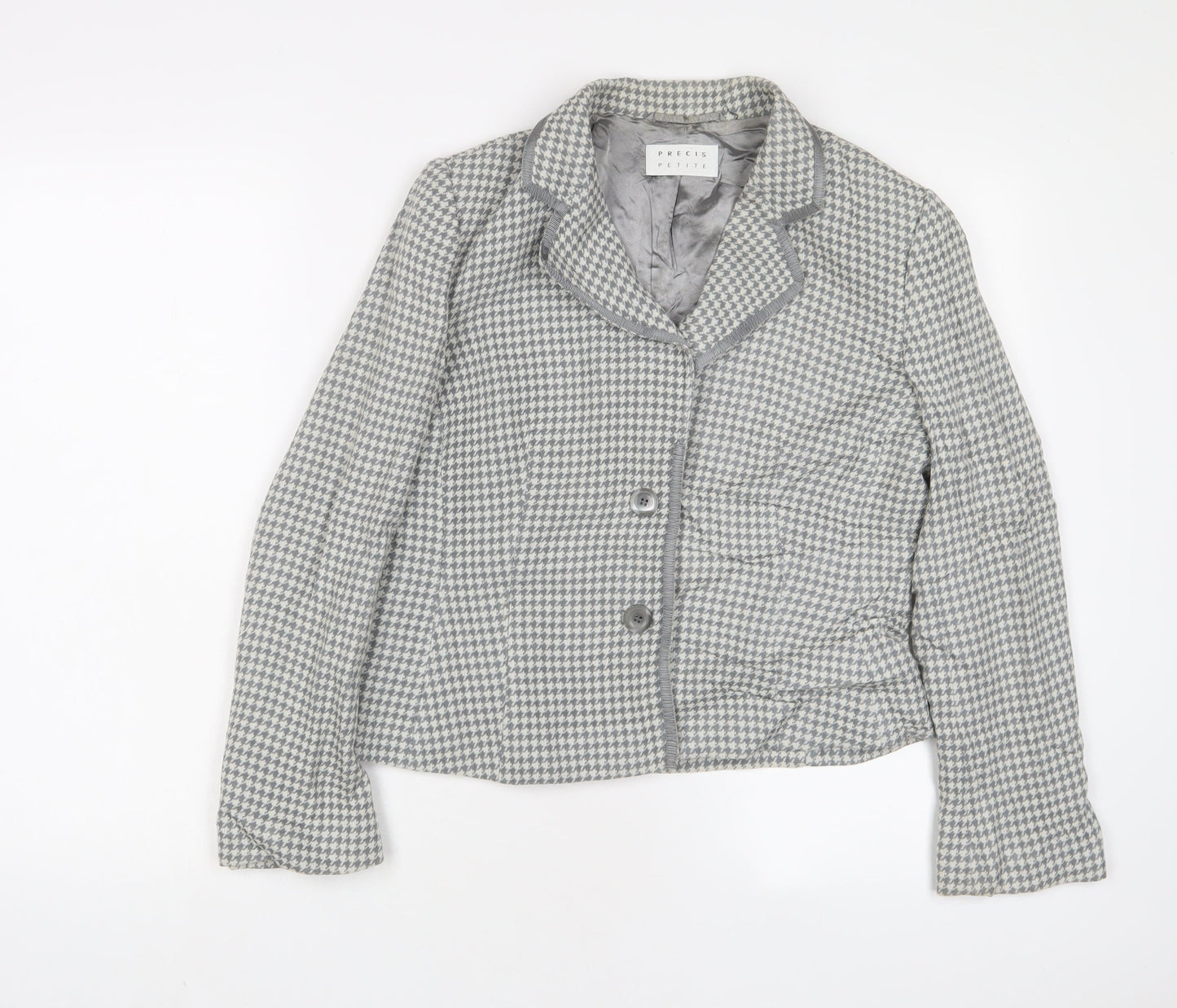Precis Womens Grey Herringbone Jacket Blazer Size 12 Button