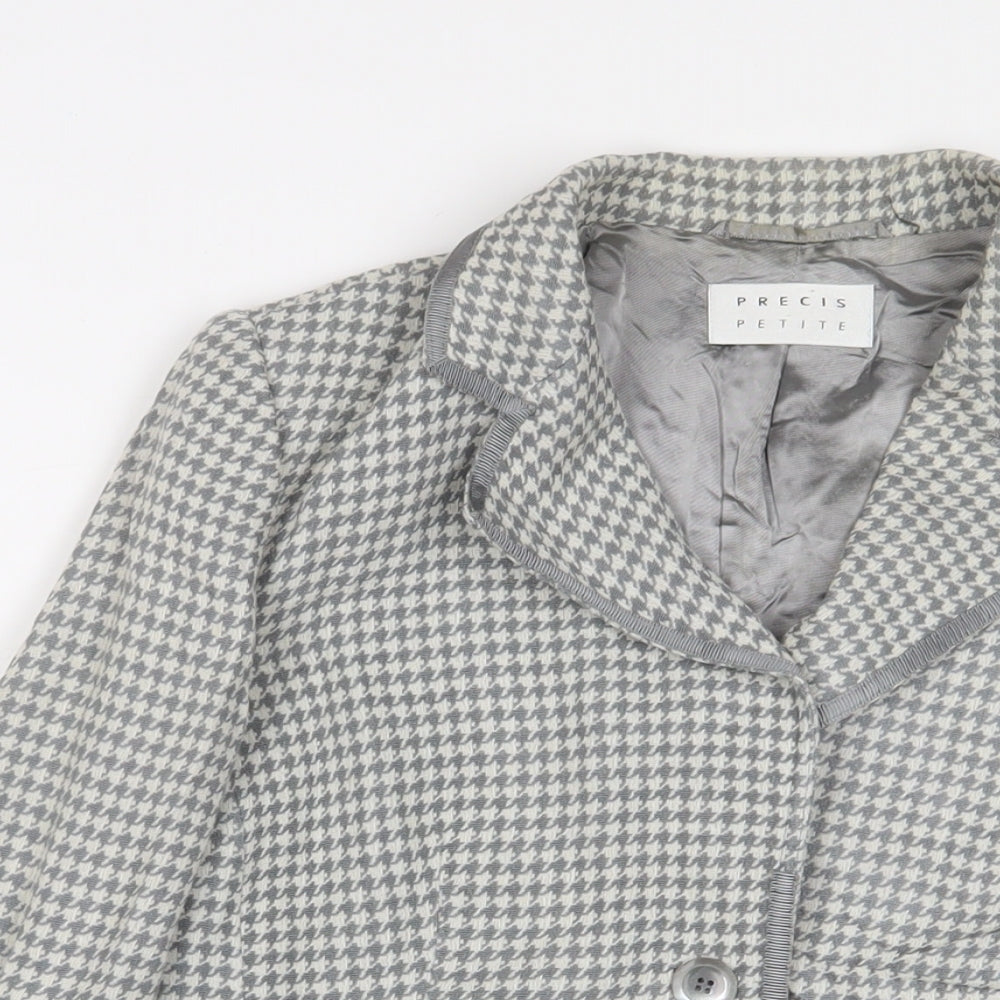 Precis Womens Grey Herringbone Jacket Blazer Size 12 Button