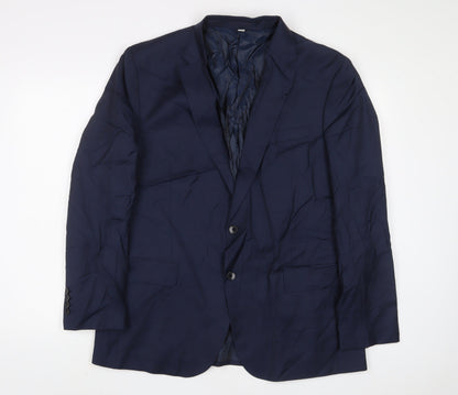 Additional front view of Autograph men’s blue wool jacket suit jacket, size 44, regular