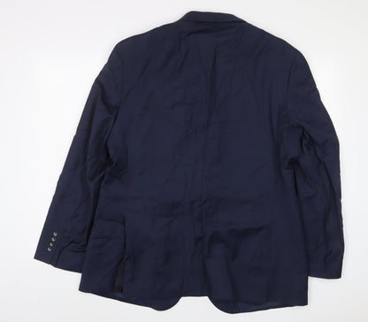 Back view of Autograph men’s blue wool jacket suit jacket, size 44, regular