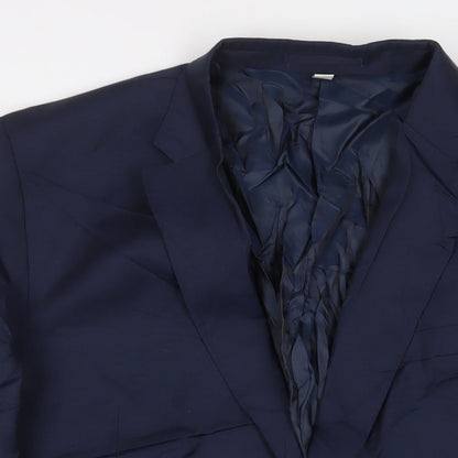 Close-up detail of Autograph men’s blue wool jacket suit jacket, size 44, regular