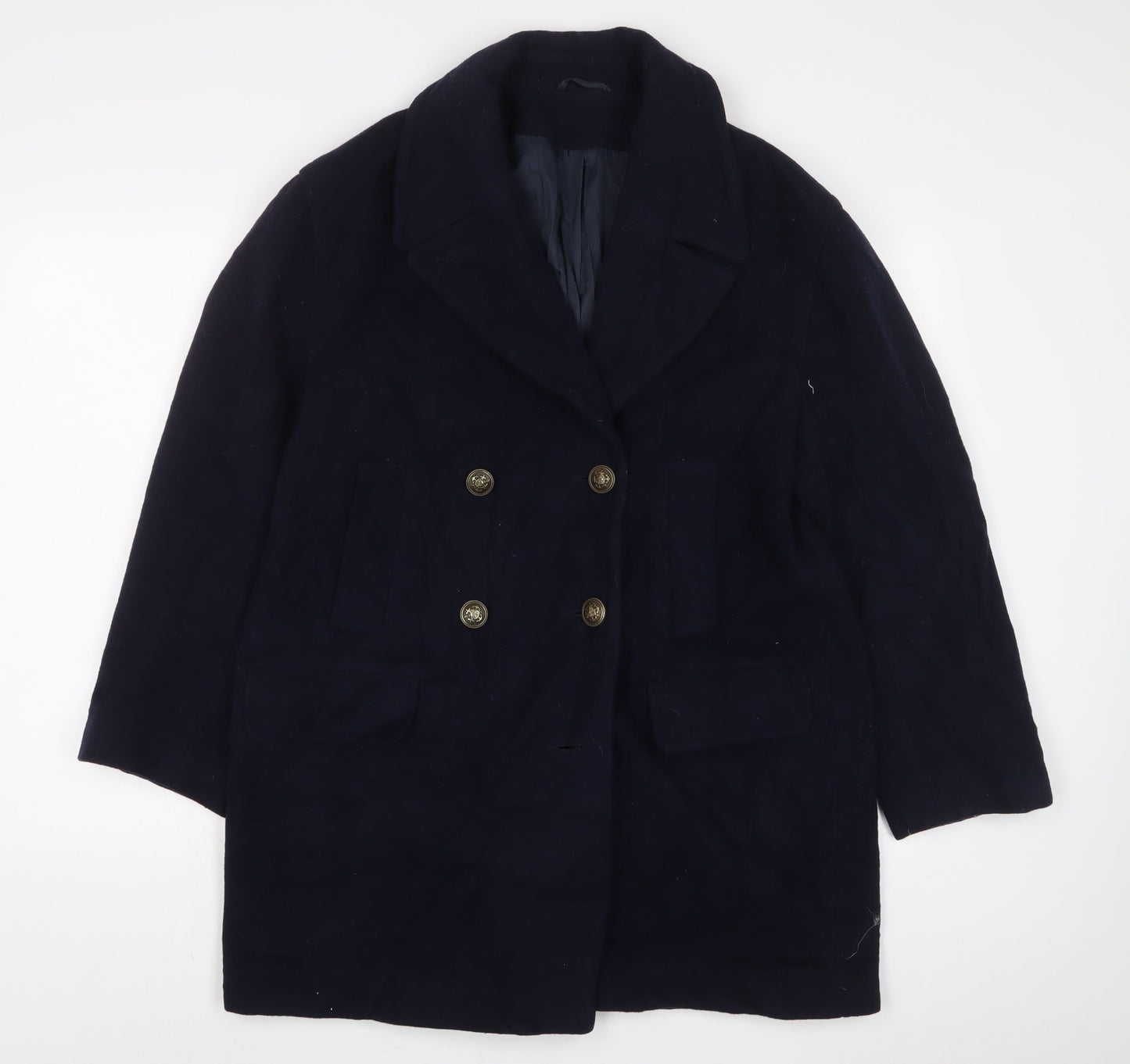 BHS Womens Blue Overcoat Coat Size 14 Button