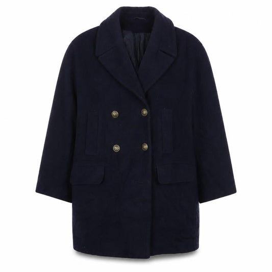 BHS Womens Blue Overcoat Coat Size 14 Button
