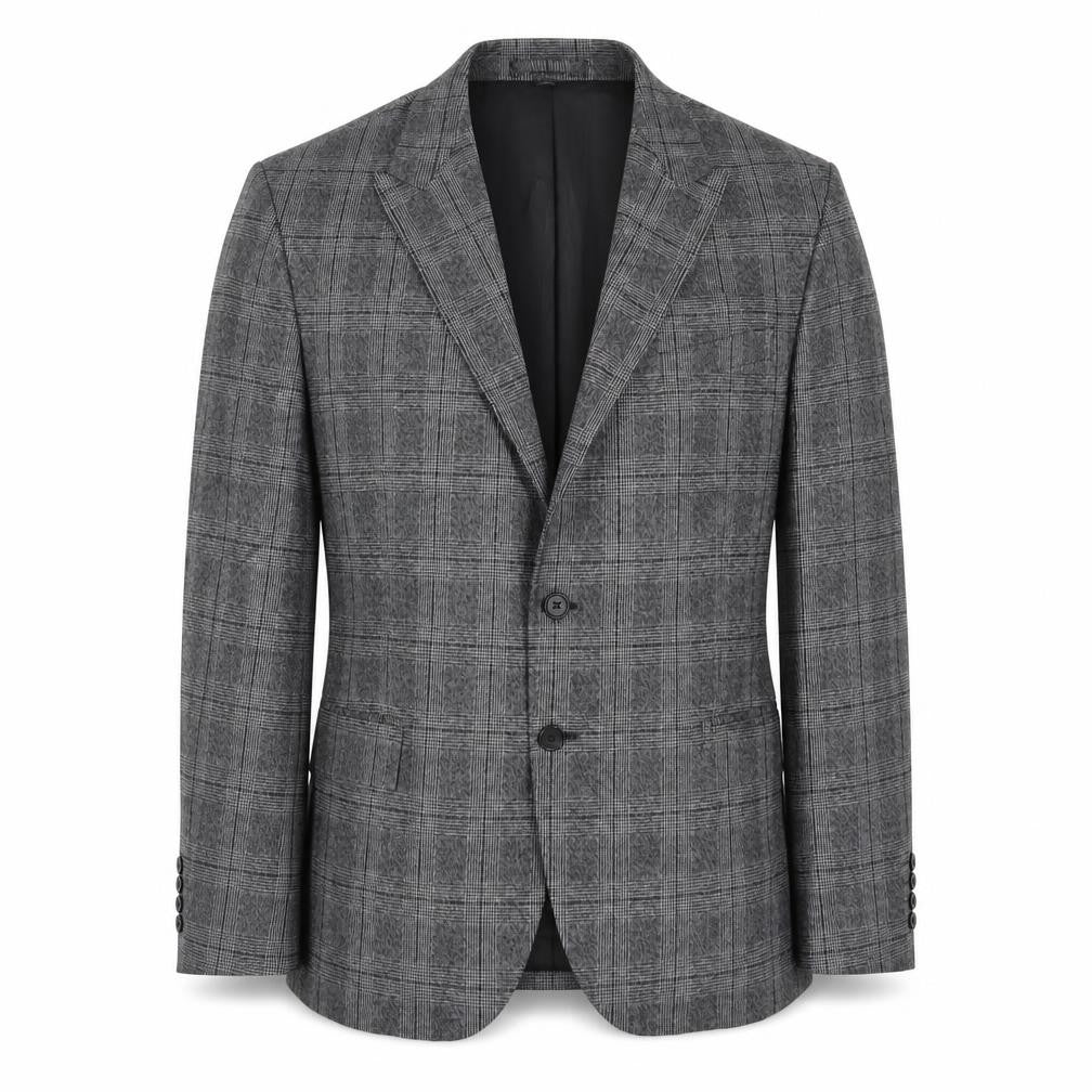 Marks & Spencer Mens Grey Plaid Polyester Jacket Suit Jacket Size 44 Regular