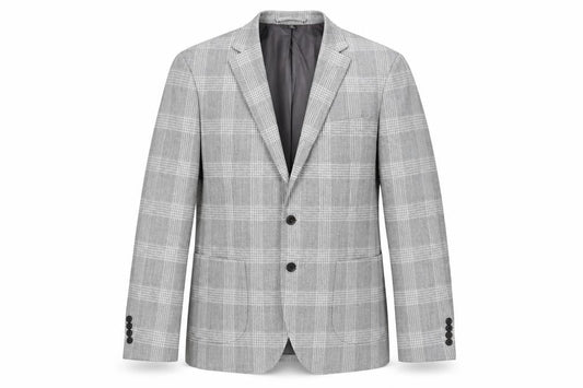 Marks & Spencer Mens Grey Plaid Polyester Jacket Suit Jacket Size 42 Regular