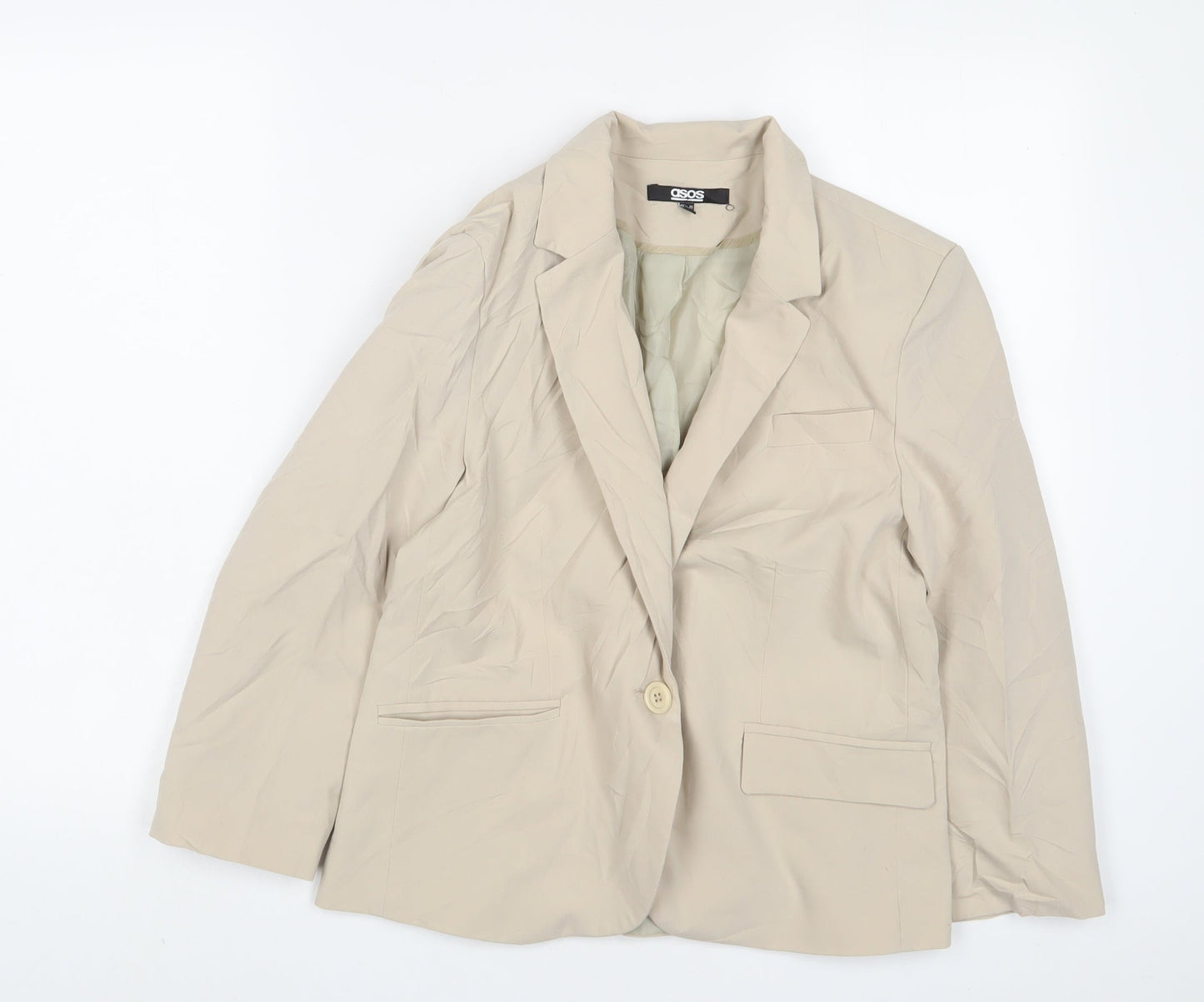 ASOS Womens Beige Jacket Blazer Size 10 Button