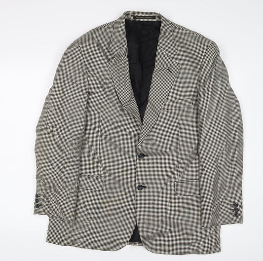 Marks and Spencer Mens Beige Houndstooth Wool Jacket Suit Jacket Size 42 Regular