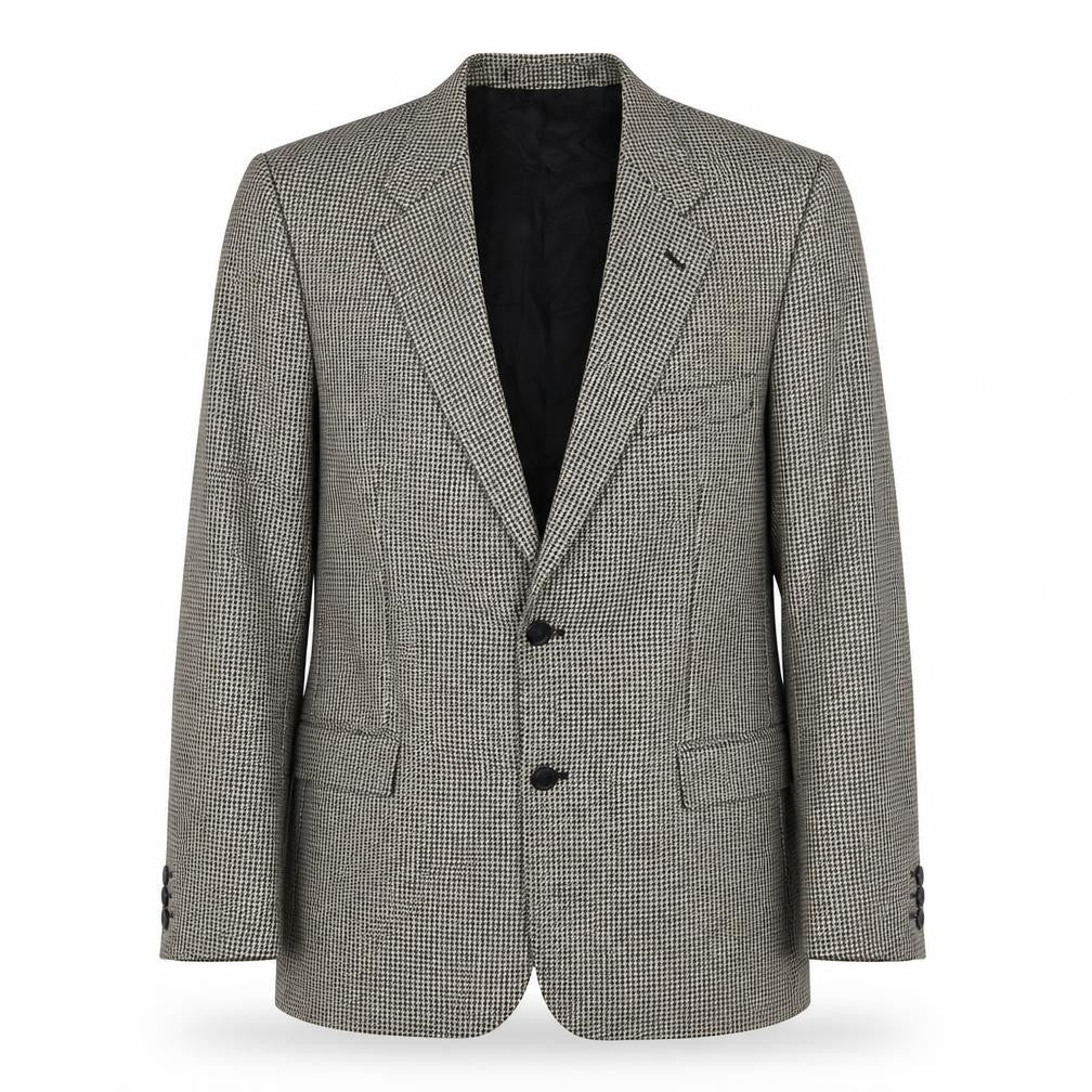 Marks & Spencer Mens Beige Houndstooth Wool Jacket Suit Jacket Size 42 Regular
