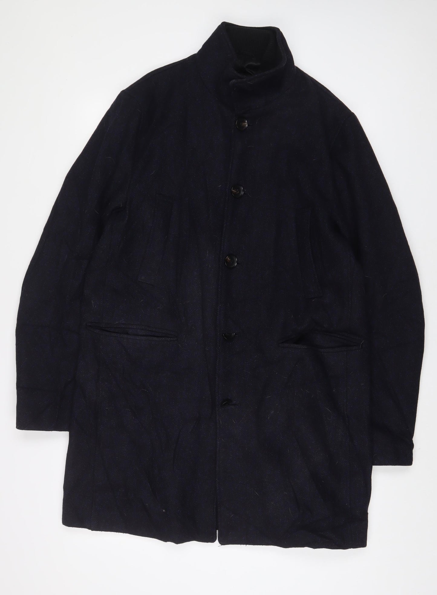 NEXT Mens Blue Overcoat Coat Size L Zip