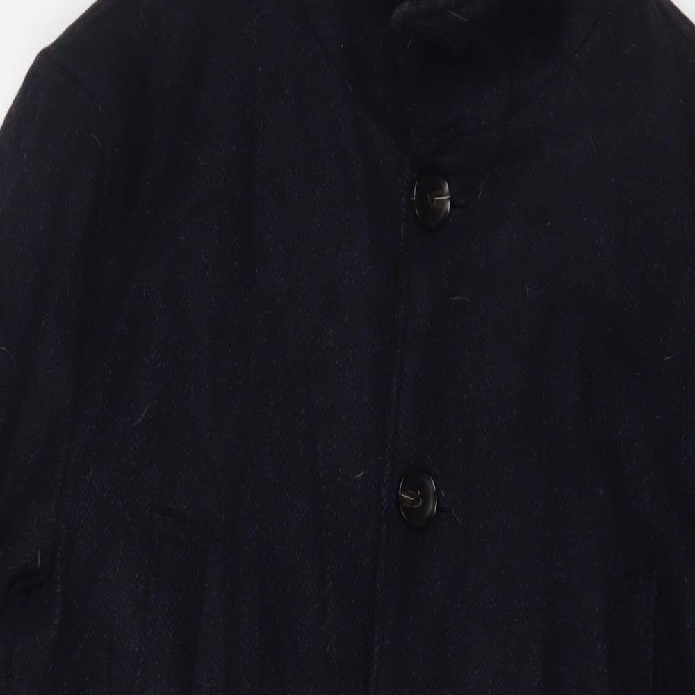 NEXT Mens Blue Overcoat Coat Size L Zip