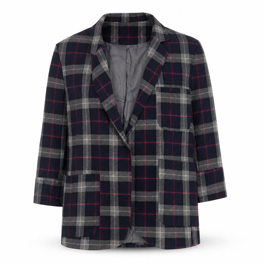 Topshop Womens Multicoloured Plaid Jacket Blazer Size 12 - Open