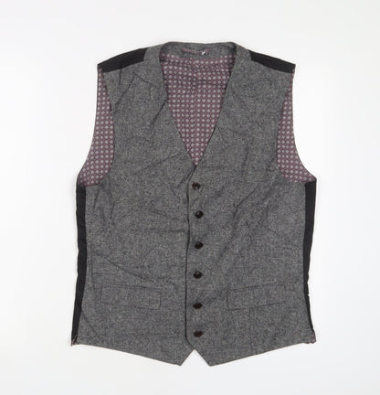 Next Mens Grey Polyester Jacket Suit Waistcoat Size 40 Regular