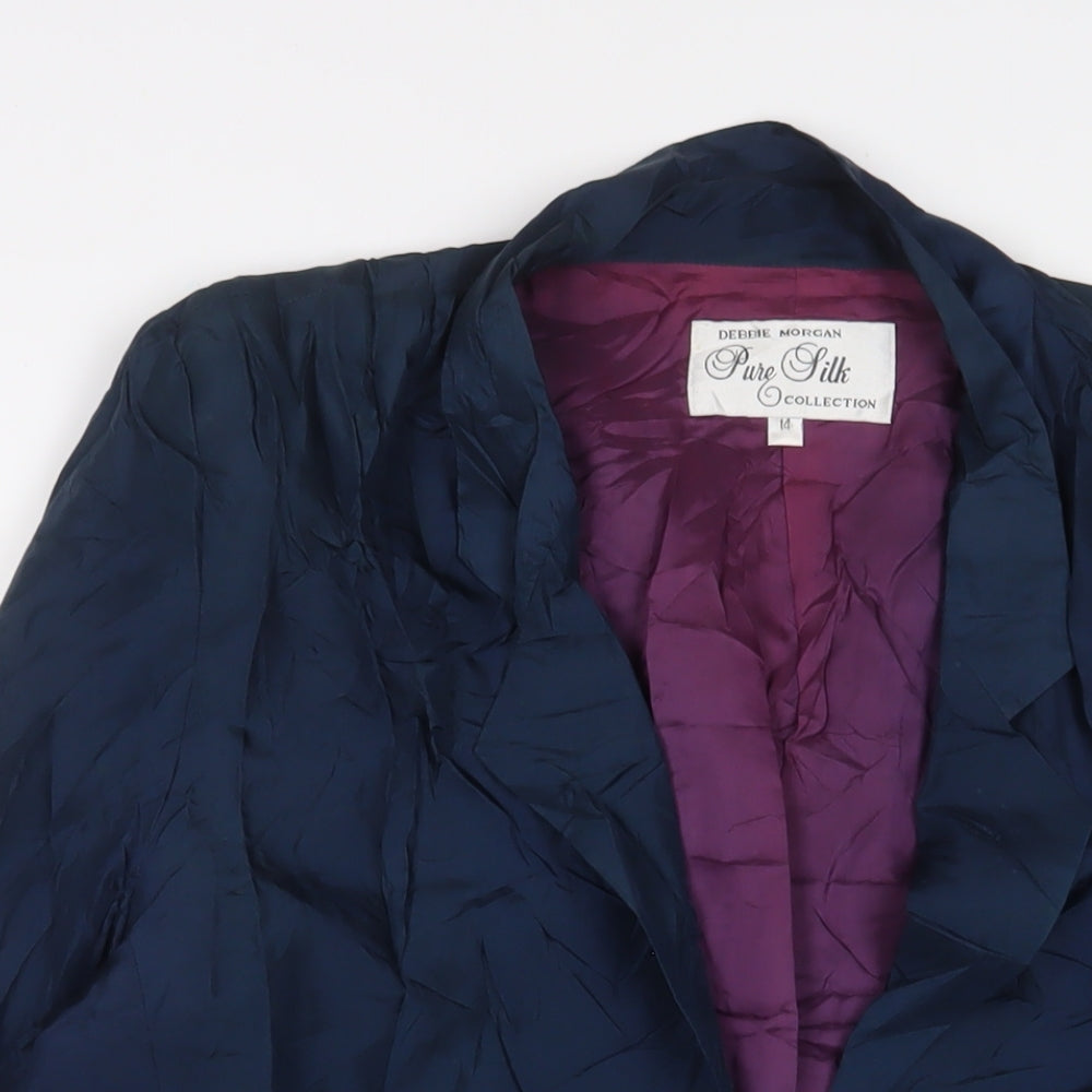 Debbie Morgan Womens Blue Jacket Blazer Size 14 Button