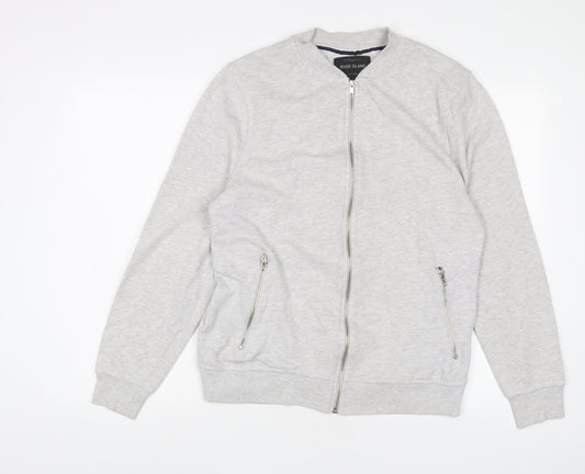 River Island Mens Grey Cotton Full Zip Sweatshirt Size M - Zip Pockets