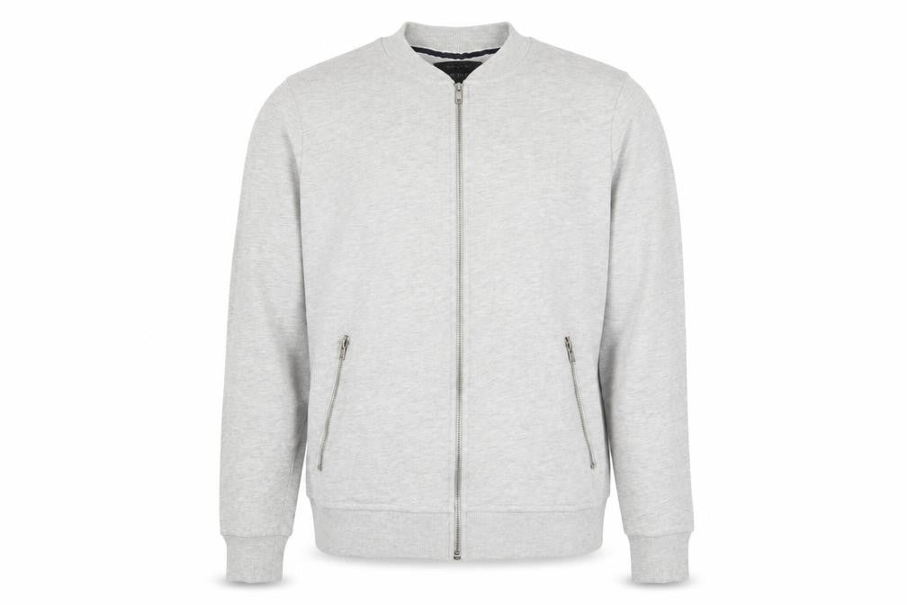 River Island Mens Grey Cotton Full Zip Sweatshirt Size M - Zip Pockets