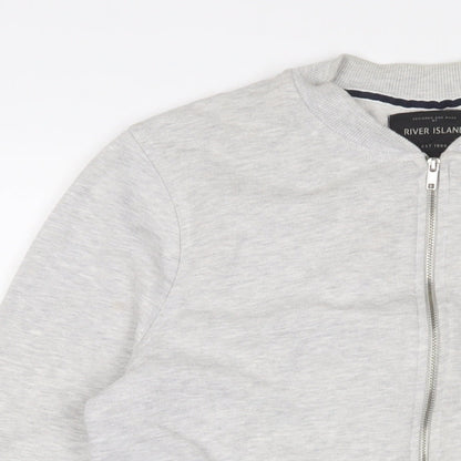 River Island Mens Grey Cotton Full Zip Sweatshirt Size M - Zip Pockets