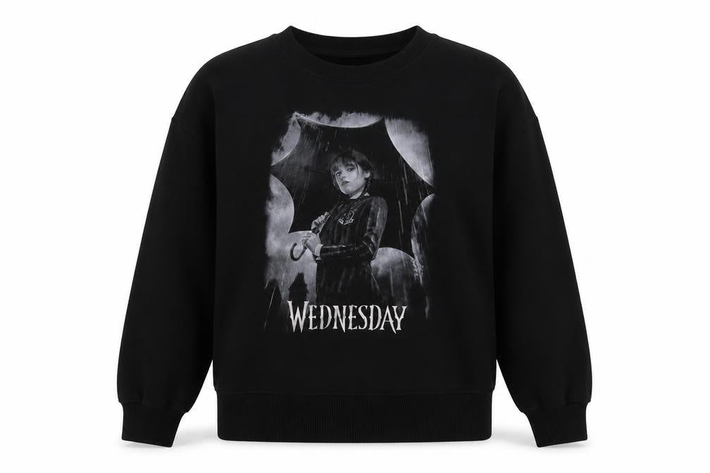 Wednesday Womens Black Cotton Pullover Sweatshirt Size M Pullover