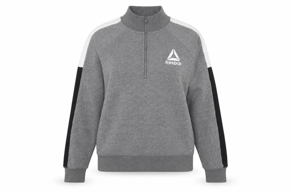 Reebok Womens Grey Cotton Pullover Sweatshirt Size M Zip - Logo