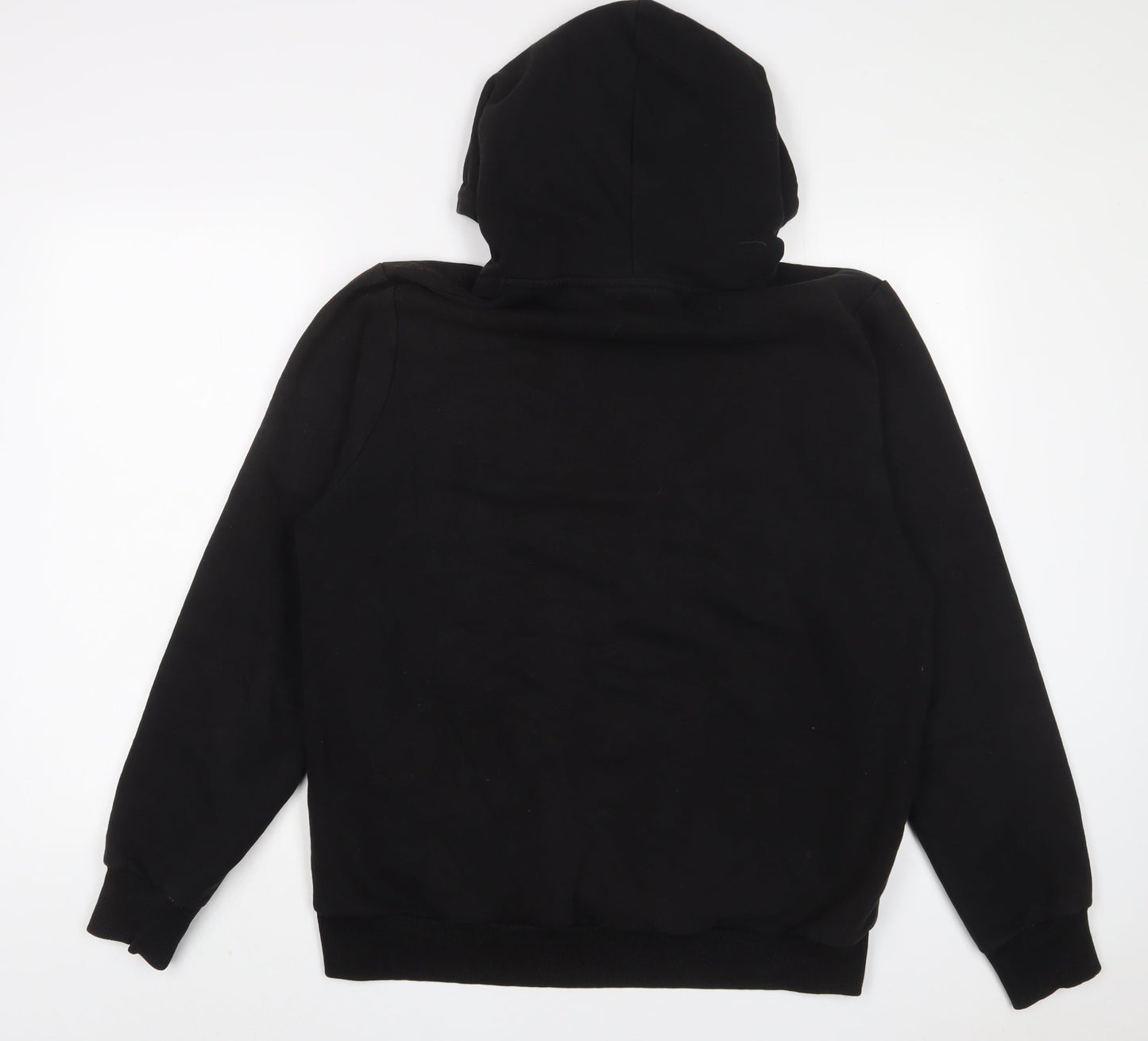 River Island Mens Black Cotton Pullover Hoodie Size L - Embroidered