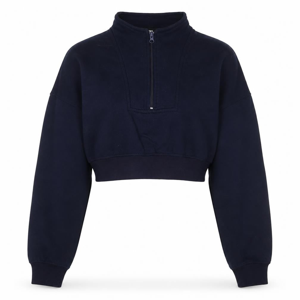 PRETTYLITTLETHING Womens Blue Cotton Pullover Sweatshirt Size S Zip