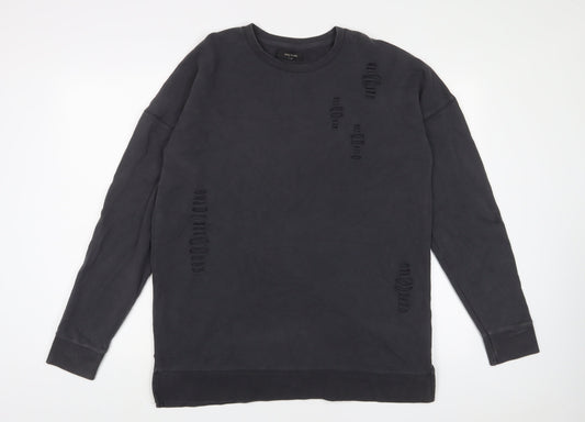 River Island Womens Grey Cotton Pullover Sweatshirt Size M Pullover