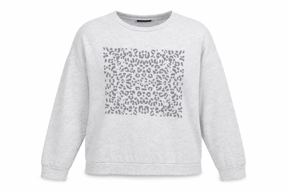Wallis Womens Grey Animal Print Cotton Pullover Sweatshirt Size M Pullover