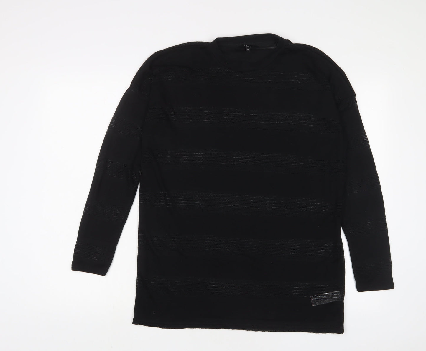 NEXT Womens Black Polyester Basic T-Shirt Size 12 Crew Neck