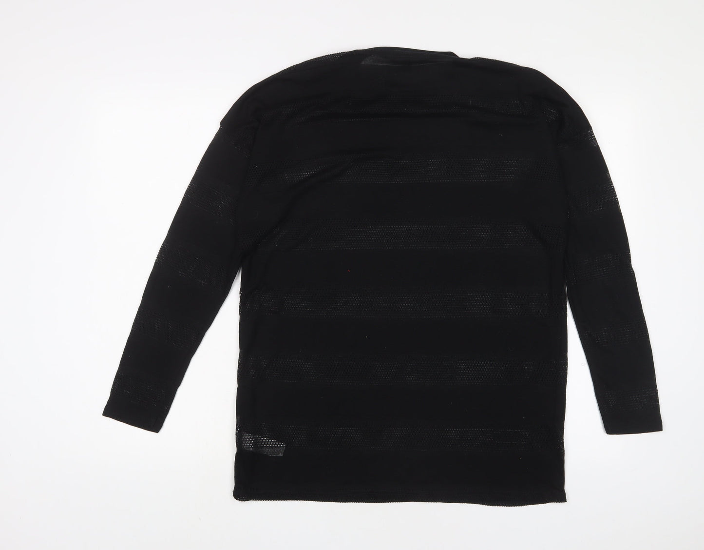 NEXT Womens Black Polyester Basic T-Shirt Size 12 Crew Neck