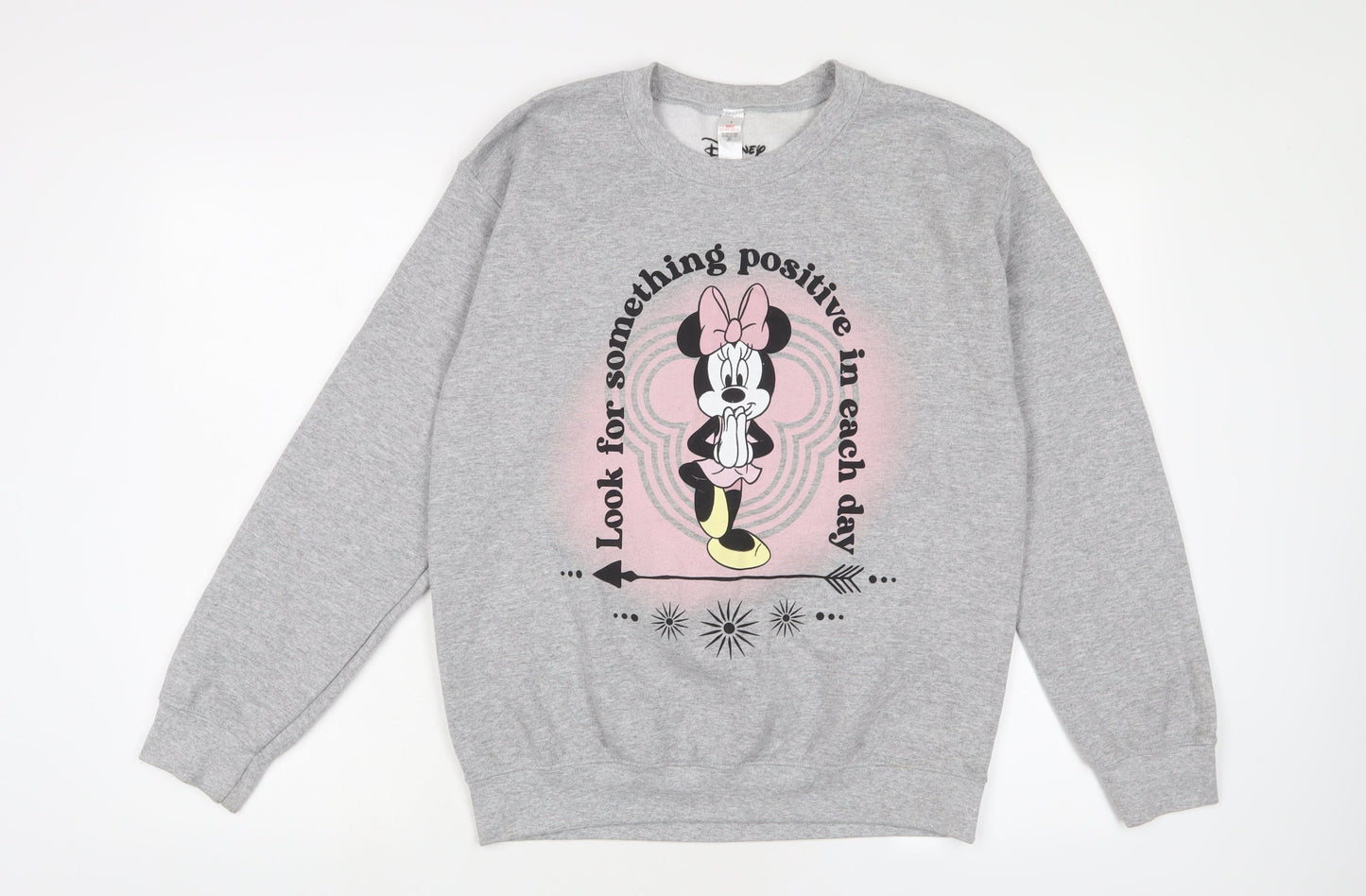 Minnie Mouse Womens Grey Cotton Pullover Sweatshirt Size S Pullover