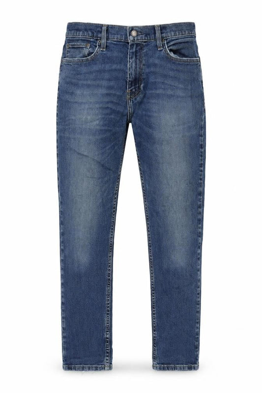 Hollister Mens Blue Cotton Blend Tapered Jeans Size 32 in L30 in Regular Zip - Distressed hem.