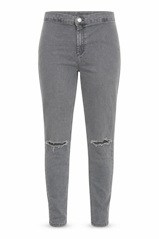 Topshop Womens Grey Cotton Blend Tapered Jeans Size 27 in L25 in Regular Zip